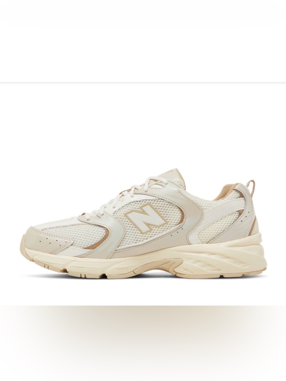 New Balance 530 Beige Angora Off-White/Tan Mesh Trainer Sneakers - Picture 2 of 12